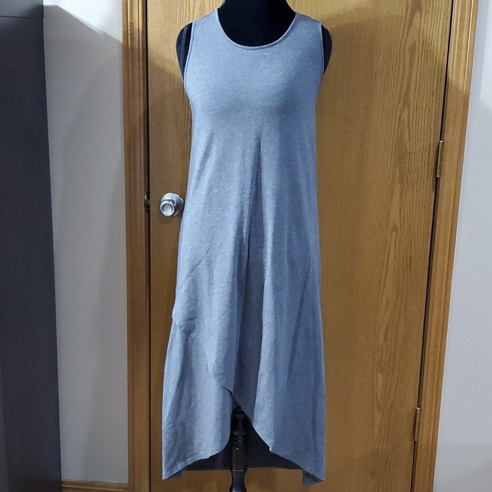 Soft surroundings grey sleeveless asymmetric layered hem dress
